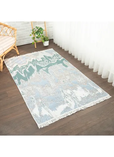 160 x 230 cm Mirror Craft Waves Double Sided Decorative Rug - Blue / Brown / Cream / Green