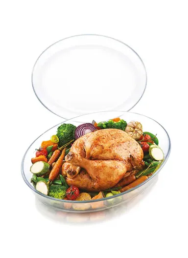 2-Pcs Oval Glass Baking Dish Set Tempered Glass, Oven, Microwave &amp; Dishwasher Safe P5605