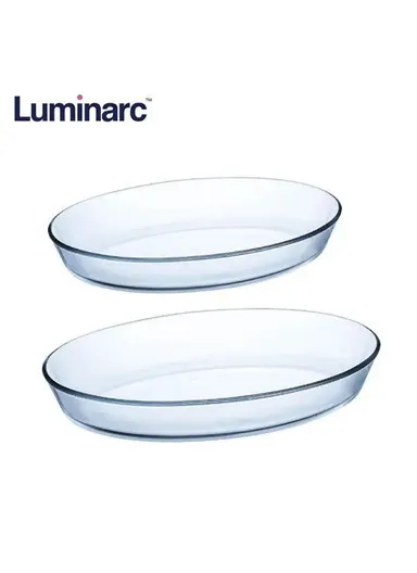 2-Pcs Oval Glass Baking Dish Set Tempered Glass, Oven, Microwave &amp; Dishwasher Safe P5605