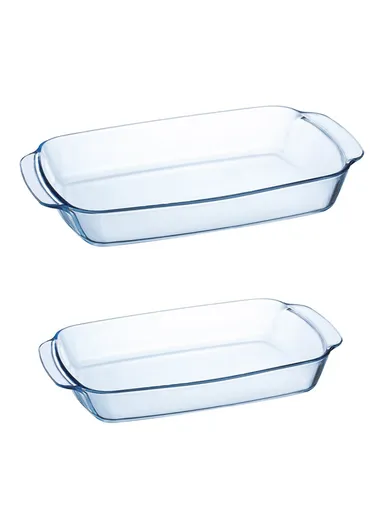 2-Pcs Rectangular Glass Baking Dish Set, 3.3L &amp; 1.9L P5604 
