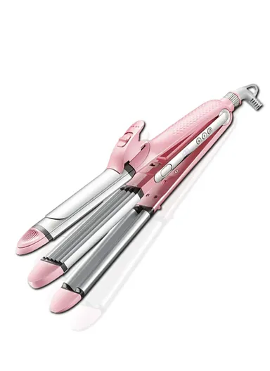 4-in-1 Ceramic Hair Straightener, Curling Iron &amp; Beauty Styler, Adjustable Heat Frizz Protection Hair Straightener V-563 - Pink