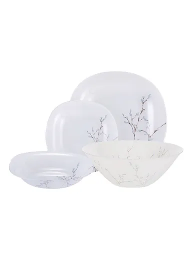 19Pcs Elegant Floral Glass Dinnerware Set, Durable &amp; Stylish Tableware for Everyday Use V3828 