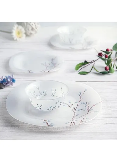 19Pcs Elegant Floral Glass Dinnerware Set, Durable &amp; Stylish Tableware for Everyday Use V3828 