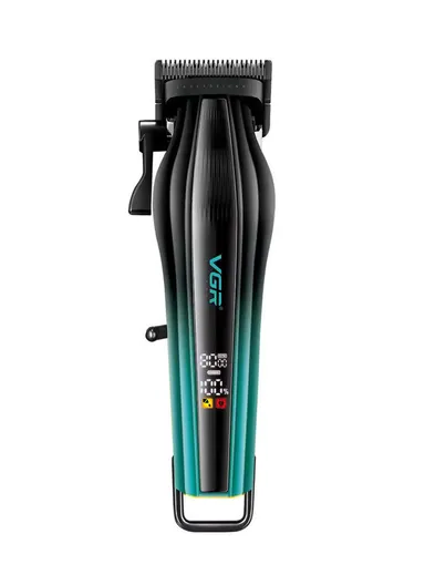 Professional Rechargeable Cordless Hair Clipper, Adjustable Taper Hair Clipper with LED Display &amp; Guide Combs V-273 - Blue