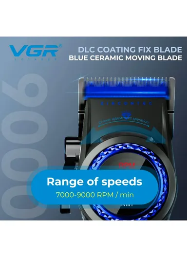 Professional Cordless Hair Clippers &amp; Trimmers Set with Zero Gap T-Blade, High-Density Carbon Steel Blades Hair Clipper &amp; Trimmer with Digital Display &amp; Lever Lock V-001 - Blue