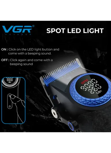 Professional Cordless Hair Clippers &amp; Trimmers Set with Zero Gap T-Blade, High-Density Carbon Steel Blades Hair Clipper &amp; Trimmer with Digital Display &amp; Lever Lock V-001 - Blue