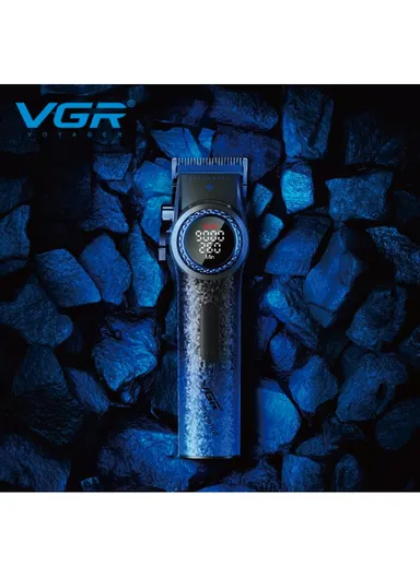 Professional Cordless Hair Clippers &amp; Trimmers Set with Zero Gap T-Blade, High-Density Carbon Steel Blades Hair Clipper &amp; Trimmer with Digital Display &amp; Lever Lock V-001 - Blue