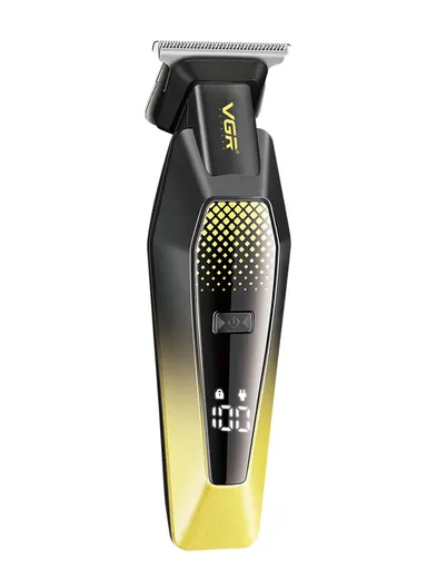 Professional Hair Trimmer, Adjustable Taper Lever Stainless Steel Blades Hair Trimmer with LED Display &amp; Accessories V-253 - Yellow
