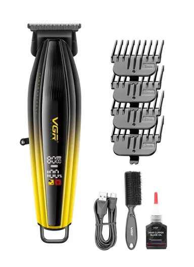 Professional Rechargeable Hair Clipper, 8000 RPM Electric Trimmer with DLC Blades &amp; Adjustable Cutting Length V-974 - Gold