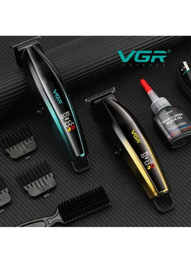 Professional Rechargeable Hair Clipper, 8000 RPM Electric Trimmer with DLC Blades &amp; Adjustable Cutting Length V-974 - Gold