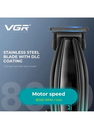 Professional Rechargeable Hair Clipper, 8000 RPM Electric Trimmer with DLC Blades &amp; Adjustable Cutting Length V-974 - Gold