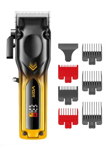 Rechargeable Full Metal Body Hair Clipper with Digital Display, Adjustable Taper Lever &amp; High-Capacity Battery Hair Clipper V-656 – Gold