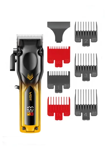 Rechargeable Full Metal Body Hair Clipper with Digital Display, Adjustable Taper Lever &amp; High-Capacity Battery Hair Clipper V-656 – Gold