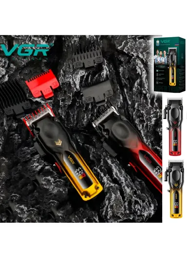 Rechargeable Full Metal Body Hair Clipper with Digital Display, Adjustable Taper Lever &amp; High-Capacity Battery Hair Clipper V-656 – Gold