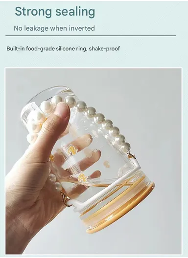 450ml Hot &amp; Cold Sport Glass Cup With Straw &amp; Lid ZB103H 