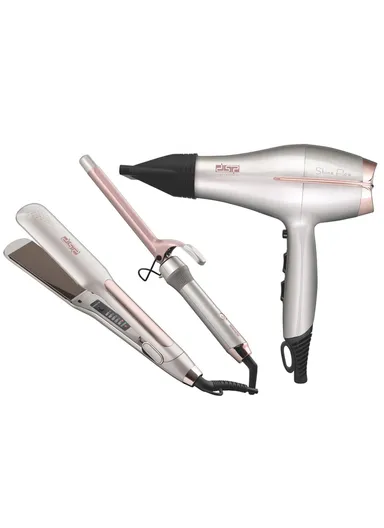 3-in-1 Hair Styling Set Kit, Professional Hair Curler, Dryer &amp; Straightener Combo Kit 80104