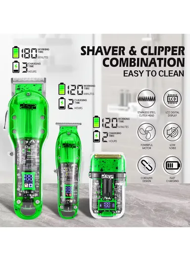 Rechargeable Professional Grooming Barber Kit Set, Hair Clipper, Trimmer &amp; Shaver with LED Display, Guide Comb &amp; Plug-and-Play Feature 80105 - Yellow