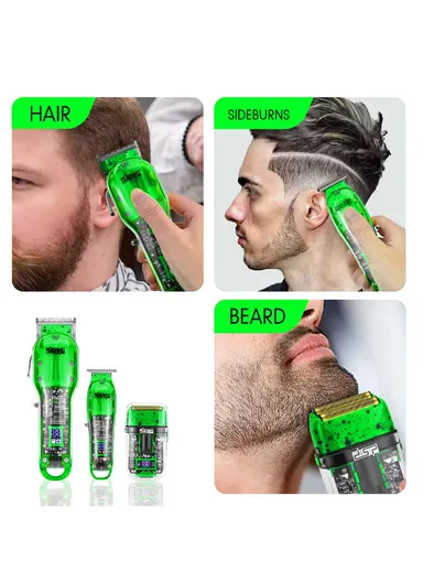 Rechargeable Professional Grooming Barber Kit Set, Hair Clipper, Trimmer &amp; Shaver with LED Display, Guide Comb &amp; Plug-and-Play Feature 80105 - Yellow