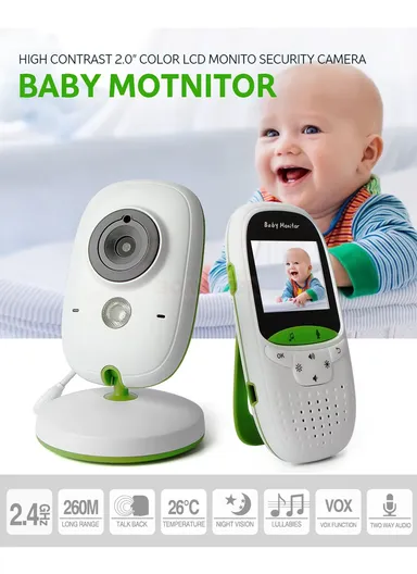 Baby Monitor with 2.0" LCD Screen, Night Vision, Talk Back, Lullabies, Temperature Sensor, Feeding Alarm, Long Range Signal (260m), VOX Mode &amp; Multilingual Support VB602