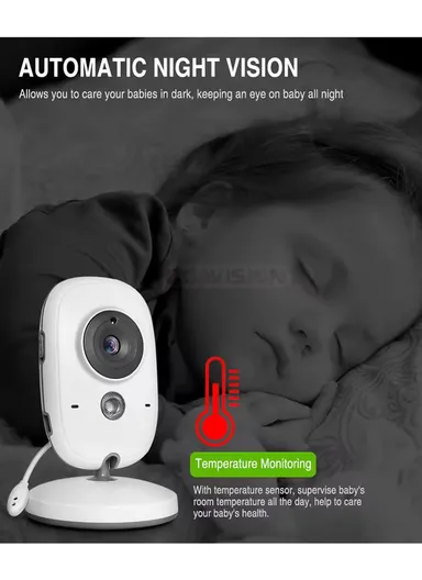 Baby Monitor with 2.0" LCD Screen, Night Vision, Talk Back, Lullabies, Temperature Sensor, Feeding Alarm, Long Range Signal (260m), VOX Mode &amp; Multilingual Support VB602