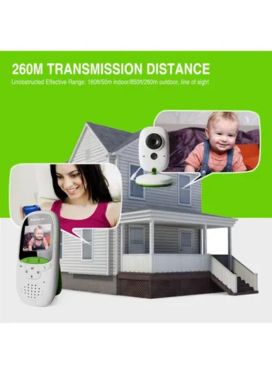 Baby Monitor with 2.0" LCD Screen, Night Vision, Talk Back, Lullabies, Temperature Sensor, Feeding Alarm, Long Range Signal (260m), VOX Mode &amp; Multilingual Support VB602