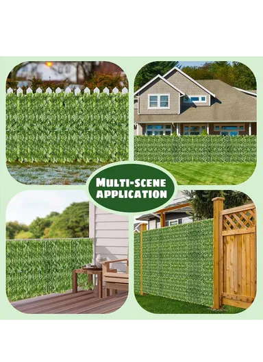 1 × 3m Artificial Grass Mat, Colorful Printed Grape Leaves Wall Panel for Garden, Balcony &amp; Home Decoration