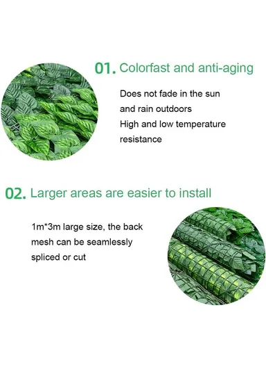 1m × 3m Artificial Grass Mat, Colorful Printed Sweet Potato Leaves Wall Panel for Garden, Balcony &amp; Home Decoration