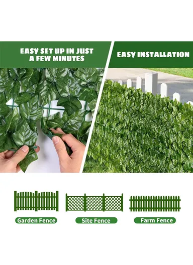 1m × 3m Artificial Grass Mat, Colorful Printed Sweet Potato Leaves Wall Panel for Garden, Balcony &amp; Home Decoration