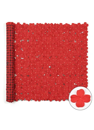 1 × 3m Artificial Hydrangea Flower Wall Panel, Indoor &amp; Outdoor Wall Decoration - Red