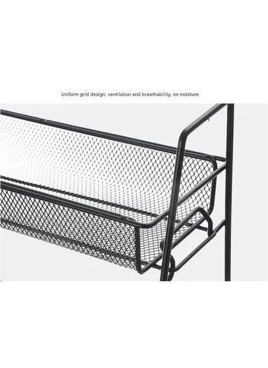 2-Tier Bathroom Countertop Organiser Cosmetic &amp; Makeup Storage, Kitchen Spice Rack Standing Shelf (L36 x W17 x H33)cm - Black