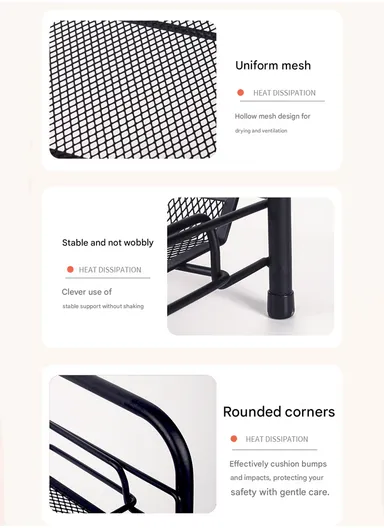 2-Tier Shelves Space Saving Utility Decoration Storage Rack (L36 x W17 x H33) cm - Black