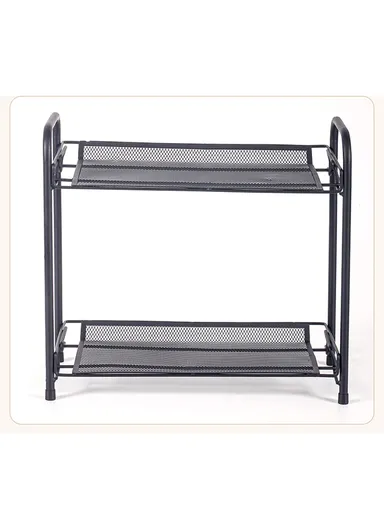 2-Tier Shelves Space Saving Utility Decoration Storage Rack (L36 x W17 x H33) cm - Black