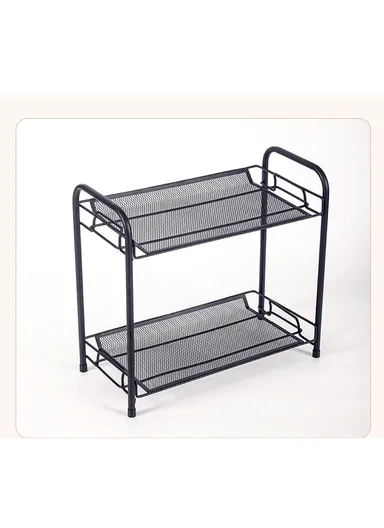 2-Tier Shelves Space Saving Utility Decoration Storage Rack (L36 x W17 x H33) cm - Black