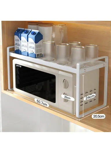 Iron Storage Rack, Multi-Use Countertop Organizer Shelf for Kitchen, Bathroom &amp; Office (W51 × D20.6 × H24)cm – Black