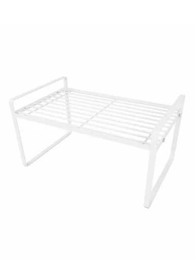 Iron Storage Rack, Multi-Use Countertop Organizer Shelf for Kitchen, Bathroom &amp; Office (W51 × D20.6 × H24)cm – White