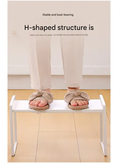 Iron Storage Rack, Multi-Use Countertop Organizer Shelf for Kitchen, Bathroom &amp; Office (W51 × D20.6 × H24)cm – White