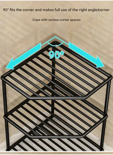 3-Tier Pots and Pans Organiser Rack Stand, Kitchen Corner Shelf (L25 x W25 x H36)cm - White