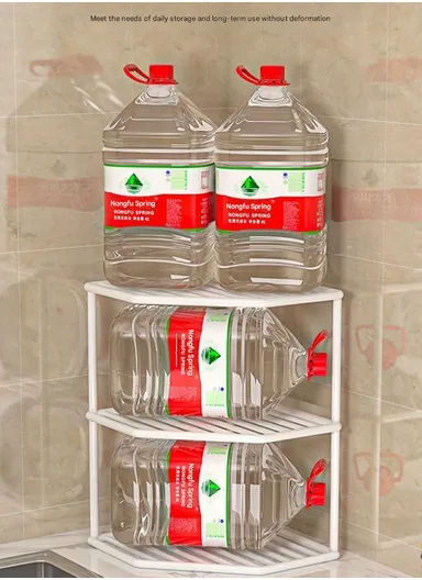 3-Tier Pots and Pans Organiser Rack Stand, Kitchen Corner Shelf (L25 x W25 x H36)cm - White