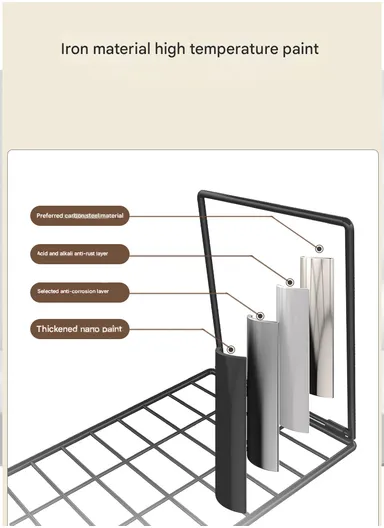 Hanging Metal Shelves Underneath Bathroom Cabinet, Kitchen Closet Rack, Under Desk Cabinet Office Bathroom Organizers (L59.5 x W20 x H20)cm - Black