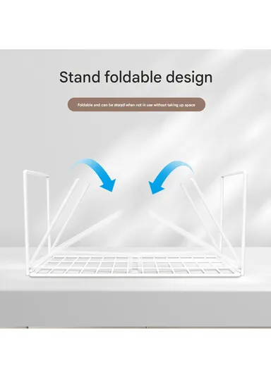 Hanging Metal Shelves Underneath Bathroom Cabinet, Kitchen Closet Rack, Under Desk Cabinet Office Bathroom Organizers (L59.5 x W20 x H20)cm - White