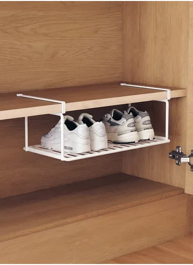 Foldable Double Layered Wardrobe Hanging Rack Multi-Use (L40 x W20 x H13)cm - White