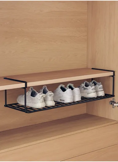 Foldable Double Layered Wardrobe Hanging Rack Multi-Use (L60 x W20 x H13)cm - Black