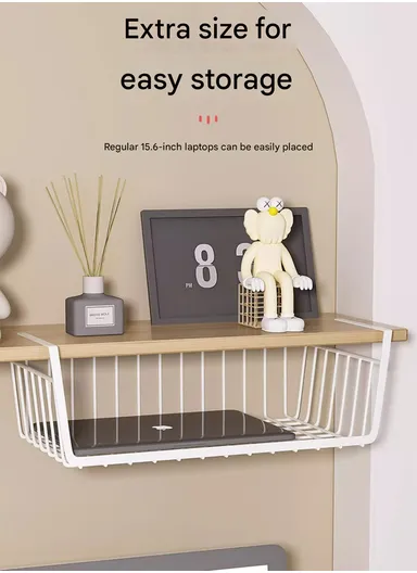 Multi-Use Under-Shelf Hanging Organizer Basket for Kitchen, Cabinet &amp; Home Storage (L48 × W24 × H14)cm – Black