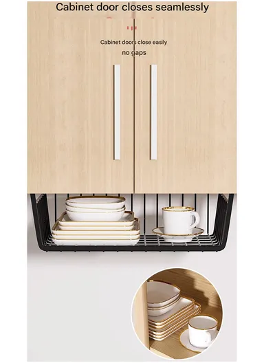 Multi-Use Under-Shelf Hanging Organizer Basket for Kitchen, Cabinet &amp; Home Storage (L48 × W24 × H14)cm – Black