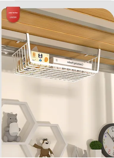 Multi-Use Under-Shelf Hanging Organizer Basket for Kitchen, Cabinet &amp; Home Storage (L48 × W24 × H14)cm – White