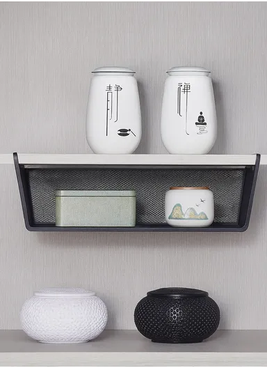 Under-Shelf Iron Mesh Storage Basket Organizer (W44 x D25 x H15)cm – Black