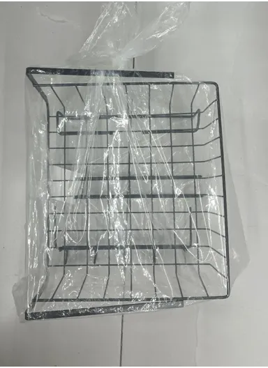 Hanging Cabinet Iron Storage Rack, Under-Shelf Organizer Basket with Hooks for Kitchen, Bathroom &amp; Balcony (W29 × D25 × H19)cm – Black