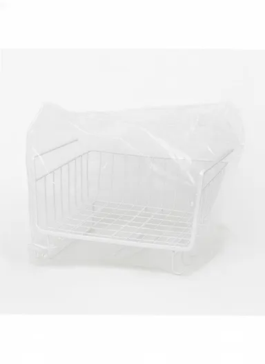 Hanging Cabinet Iron Storage Rack, Under-Shelf Organizer Basket with Hooks for Kitchen, Bathroom &amp; Balcony (W29 × D25 × H19)cm – White