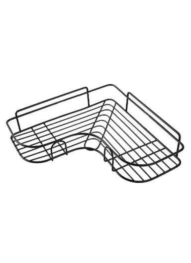 Bathroom Organization Corner Shelf With Side Hanger (L26.5 x W12 x H9.5)cm - Black