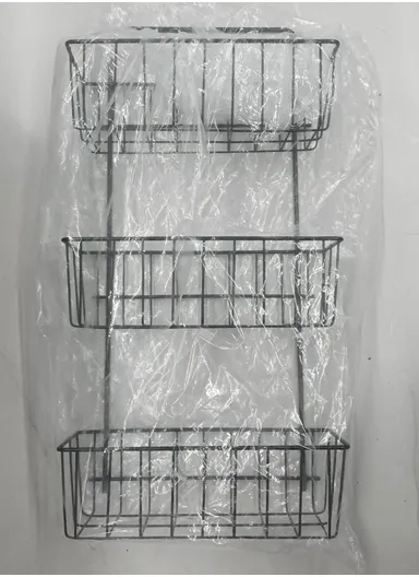 Iron Storage Rack Organizer, 3-Layer Wall Hanging Rack, Kitchen Storage Baskets, Bathroom accessories (L25.5 x W10 x H51) cm - white